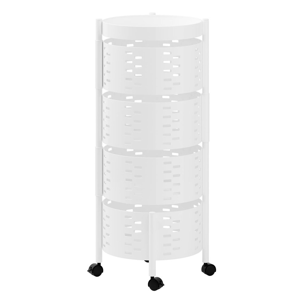 4/5 Tiers Rotating Storage Cart Trolley,Rotating Kitchen Storage Shelves,Kitchen Vegetable Storage Organizer,Fruit Basket Floor Stand Shelf Fruit Tower for Kitchen Pantry Bathroom White 4-Layers