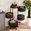 4/5 Tiers Rotating Storage Cart Trolley,Rotating Kitchen Storage Shelves,Kitchen Vegetable Storage Organizer,Fruit Basket Floor Stand Shelf Fruit Tower for Kitchen Pantry Bathroom White 4-Layers view 3
