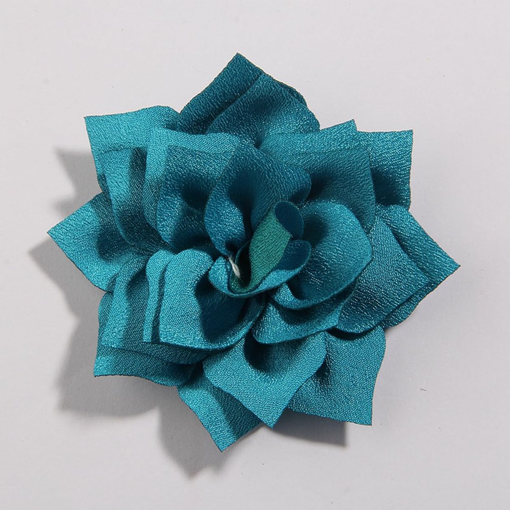 10Pcs 7.5CM 2.95" Fashion Lotus Fabric Flower for Headbands Satin DIY Flowers for Hair Accessories Wedding Decor (10Pcs Blue)