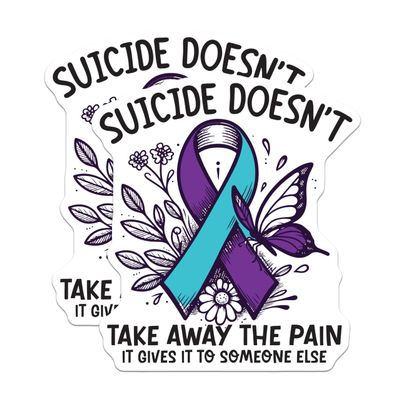(2 Pack) Suicide Awareness Magnets - Inspirational Ribbon - Mental Health Support - Positive Message on Fridge - 5" On Longest Side - for Cars, Fridges, Toolboxes - Made in USA - MAG6246