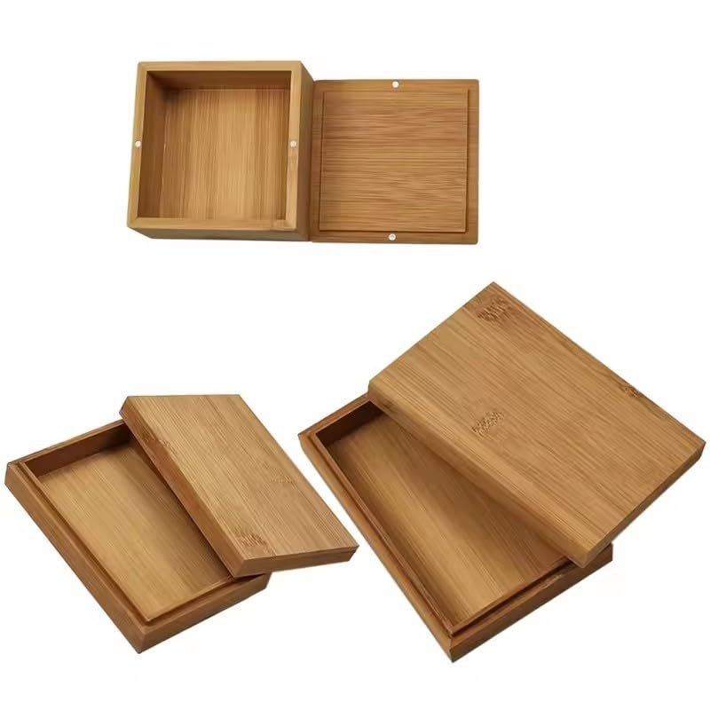 EFFNILIM Bamboo Cards Storage Box Desktop Playing Card CASE Organizer for Tarot Play Durable Container Board Game Accessory (C)