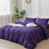 Design Mart Duvet Cover - 3 Piece Bedding Duvet Covers - 600 Thread Count Egyptian Cotton Button Closure Duvet Cover and 2 Pillow Shams, No Comforter Included, Solid (King/Cal-King, Purple) view 1