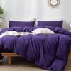Design Mart Duvet Cover - 3 Piece Bedding Duvet Covers - 600 Thread Count Egyptian Cotton Button Closure Duvet Cover and 2 Pillow Shams, No Comforter Included, Solid (King/Cal-King, Purple) view 3
