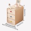 Small solid wood bedside table, ultra-narrow bedside table, three drawer bedside table, large capacity storage space, microfibre leather wrapped,suitable for bedroom and living room(Khaki,45cm/17.7in) view 2