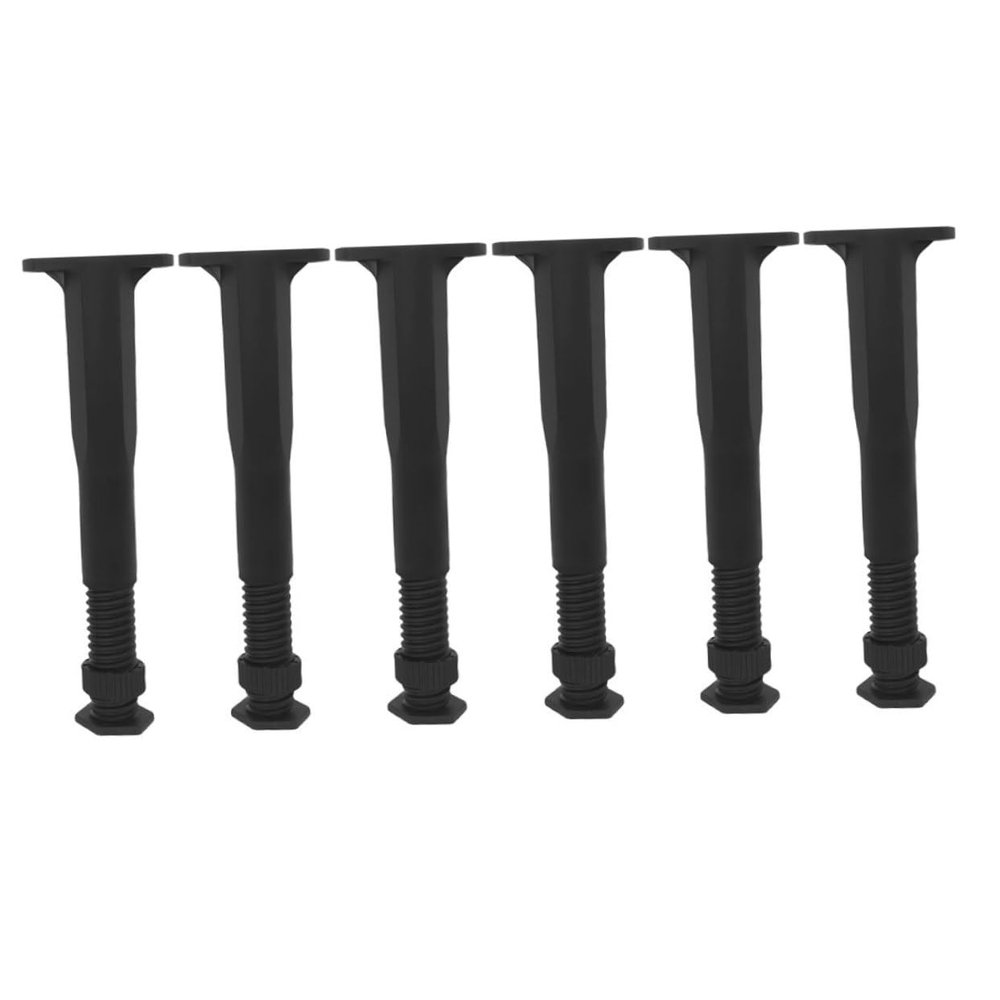 SEWOART 6pcs Adjustable T-Shaped Bed Frame Support Legs Black PP