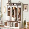 5-in-1 Entryway Bench with Coat Rack, 7 Sturdy Hooks, 2 Spacious Drawers and Adjustable Shelves, 58.8'' Wide Hall Tree with Metal Handles for Hallway, Entryway, Living Room view 4