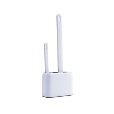 DSWMY Toilet Brushes Toilet Brush, Toilet Brushes & Holders Silicone Toilet Brush and Holder Set Wall Toilet Brush Holder for Bathroom Toilet Cleaning Brush Long Handle Toilet Brush(White)