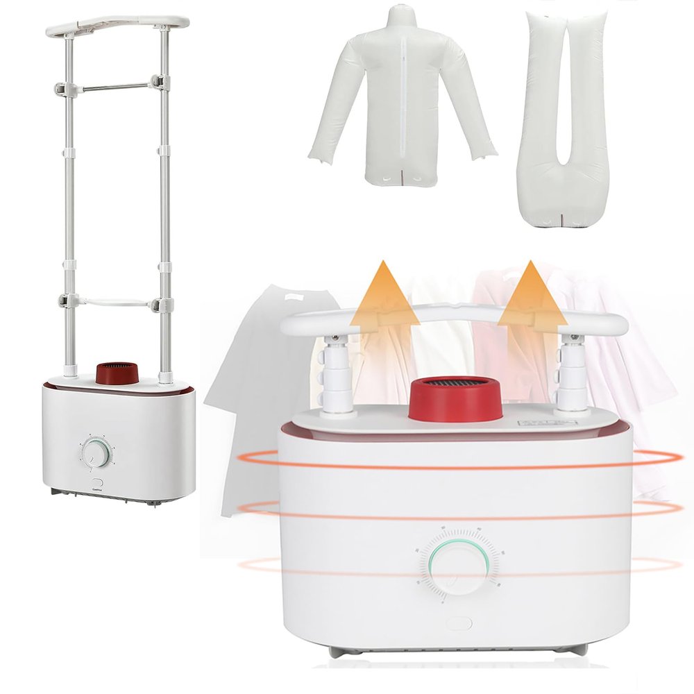 EliteBloom Retractable Drying Garment Steamer with Timing Function - Portable Automatic Clothes Dryer, 1100W for Home, Travel, Dorm,