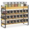 EsLuker.ly Spice Seasoning Rack Organizer Kitchen Countertop, 4 Tier Bamboo Spice Shelf Holder Storage with 4 Hooks, Wall Mounted Freestanding Stand for Pantry, Quick Spice Access(Jars Not Included) view 1
