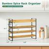EsLuker.ly Spice Seasoning Rack Organizer Kitchen Countertop, 4 Tier Bamboo Spice Shelf Holder Storage with 4 Hooks, Wall Mounted Freestanding Stand for Pantry, Quick Spice Access(Jars Not Included) view 2