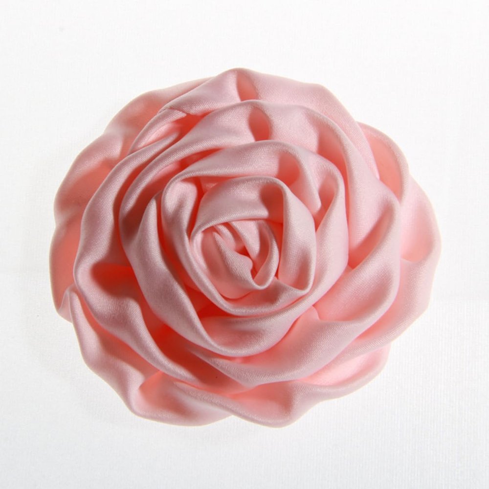 10Pcs Satin Rose Flower Hair Accessories, 3 inch, 25 Colors, Rolled Rosette for Headbands (10Pcs Peach)