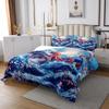 Octopus Kids Bedspread King Size,Japanese Ukiyo-e Cherry Blossom Sakura Coverlet Set,Boys Girls Room Decor,Ocean Animal Marine Life Quilted Coverlet,Red Blue Bedding Quilt,2 Pillowcases view 3