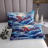 Octopus Kids Bedspread King Size,Japanese Ukiyo-e Cherry Blossom Sakura Coverlet Set,Boys Girls Room Decor,Ocean Animal Marine Life Quilted Coverlet,Red Blue Bedding Quilt,2 Pillowcases view 4