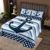 Manfei Anchor Kids Bedspread Twin Size,Geometric Stripes Wave Points Patchwork Coverlet Set,Boys Girls Room Decor,Nautical Ocean Adventure Quilted Coverlet,Blue White Bedding Quilt,1 Pillowcase view 2