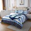 Manfei Anchor Kids Bedspread Twin Size,Geometric Stripes Wave Points Patchwork Coverlet Set,Boys Girls Room Decor,Nautical Ocean Adventure Quilted Coverlet,Blue White Bedding Quilt,1 Pillowcase view 3