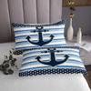 Manfei Anchor Kids Bedspread Twin Size,Geometric Stripes Wave Points Patchwork Coverlet Set,Boys Girls Room Decor,Nautical Ocean Adventure Quilted Coverlet,Blue White Bedding Quilt,1 Pillowcase view 4