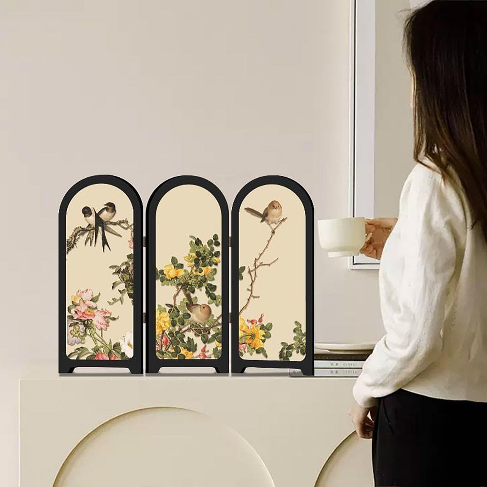 ADFLTFC Folding Screen - 3 Panel Divider Mini Folding Screen for Modern and Contemporary Home, Office, Dorm(B,24 * 20cm)