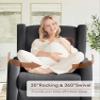 Tbfit Nursery Rocking Chair, 360 Swivel Recliner Chair with Lumbar Support for Bedroom, Comfy Upholstered Armchair with Pillows & Footrest for Living Room & Baby Room view 4