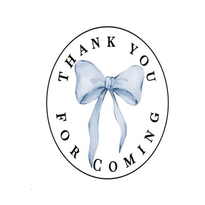 Coquette Bow Stickers, 2" Round Labels, Coquette Baby Blue Bow Thank You for Coming Gift Bag Favor Stickers Set of 20 Baby Blue Bow Sticker Labels, Stickers, Gift Labels