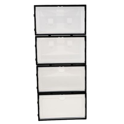 ABOOFAN 4pcs Thickened Plastic Shoes Storage Box Stackable Shoe Organizer Lids Containers for Home Organizer