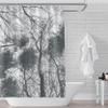 AZEJEB Shower Curtain for Bathroom with 12 Hooks,Forest Trees Canopy View Gray on White Silhouette Shower Curtain - Farmhouse Bathroom Shower Curtain, 140x180cm/55x71in(WxH) clothshowercurtain view 2