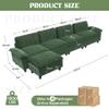 154" Modular Sectional Sofa,Comfy Cloud Couch Sectional Sofa with Ottoman,L Shaped 5-Seat Chenille Sleeper Deep Seat Sofas for Living Room,Bedroom and Apartment,Green view 2