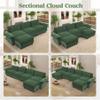 154" Modular Sectional Sofa,Comfy Cloud Couch Sectional Sofa with Ottoman,L Shaped 5-Seat Chenille Sleeper Deep Seat Sofas for Living Room,Bedroom and Apartment,Green view 4