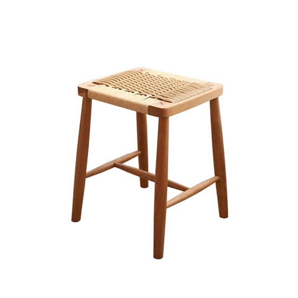 SABALON Stool Chinese Solid Wood Stools, Simple Woven Wooden Stools, Small Household Leisure Chairs, Wooden Stools for Living Rooms and Bedrooms Foot Stools