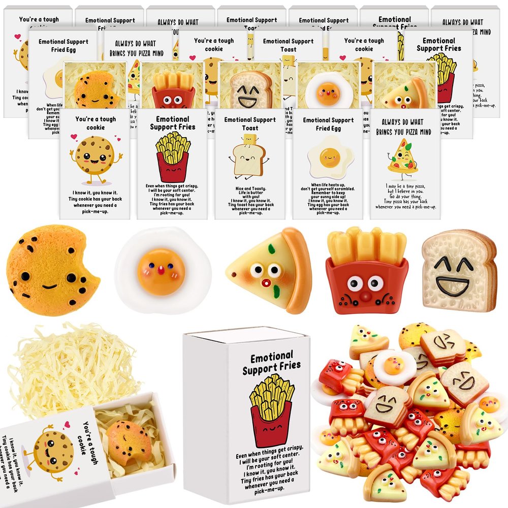 Cinnvoice 25 Set Bulk Employee Appreciation Gift for Social Worker Coworker Office Thank You Small Funny Desk Pets Cute Resin Ornament Party Favor Positive Volunteer Emotional Card Box (Toast)
