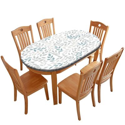 Pzwqkyn Customized Oval Fitted Tablecloth Custom Design Your Own Picture Text Name Personalized Table Cover for Wedding Banquet Picnic Party Restaurant Use, Spring Leaf, Fits to 42" x 60" Table