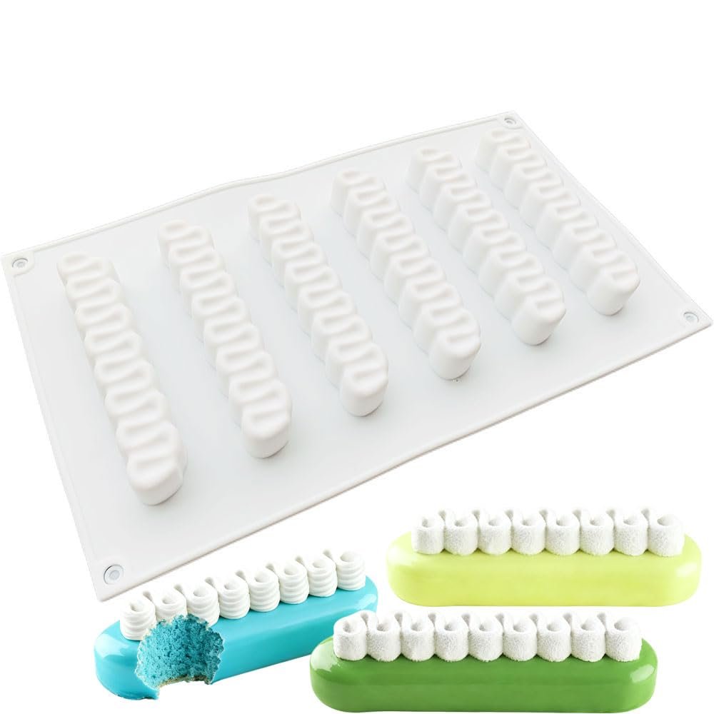 6 Ripple Shape Silicone Mold for Baking Mousse Cake Ice Cream Dessert Pudding Brownie Pastry Fondant Jelly Cake Decoration Mold