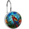 MSINMKOK Decorative Macaw Bird Shower Curtain Hooks 12pcs Crystal Glass Rustproof Shower Hooks for Bathroom Home Decor Stainless Steel Resin Shower Curtain Rings view 1