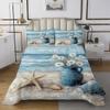 jejeloiu Blue Starfish Beach Bedspread Twin Size Kids Coastal Ocean Coverlet Set for Boys Girls Teens Daisy Flroal Quilted Coverlet Breathable Ocean Marine Quilted Room Decor view 2