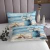 jejeloiu Blue Starfish Beach Bedspread Twin Size Kids Coastal Ocean Coverlet Set for Boys Girls Teens Daisy Flroal Quilted Coverlet Breathable Ocean Marine Quilted Room Decor view 4