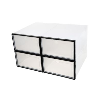 Alipis 4 Pack Plastic Shoe Boxes with Thickened Stackable Design