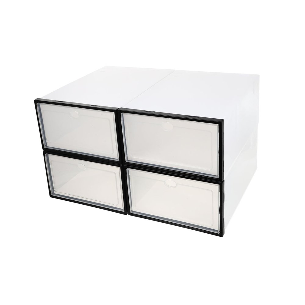Alipis 4 Pack Plastic Shoe Boxes with Thickened Stackable Design