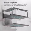 Router Wall Mount Space Aluminum Material Guardrail Design 2.5cm Cable Duct Nail-Free Installation Router Organizer Shelf for Home Office Use(Black,41.5 * 25 * 15.5cm) view 4