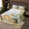 jejeloiu Cute Deer Hedgehog Bedspread Twin Size Kids Woodland Animal Coverlet Set for Boys Girls Teens Wild Animals Quilted Coverlet Nature Wildlife Tree Quilted Room Decor view 1