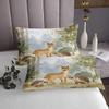 jejeloiu Cute Deer Hedgehog Bedspread Twin Size Kids Woodland Animal Coverlet Set for Boys Girls Teens Wild Animals Quilted Coverlet Nature Wildlife Tree Quilted Room Decor view 4