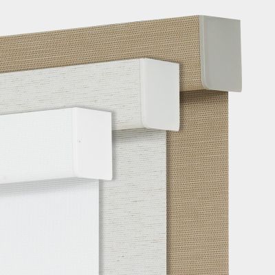 Persilux Blackout Cordless Roller Blinds Natural Woven Stripes Bamboo-Look Fabric Thermal Insulation Privacy Roller Shades for Home,Office,Bedroom,Cream Color(24" W x 36" H)