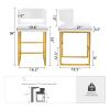 Sweiko 26 Inch Counter Height Bar Stools Set of 4 with Leather Cushion and Back Modern Bar Chairs for Kitchen Island Counter Stools with Metal Leg for Restaurant Dining Room Office, White and Gold view 2
