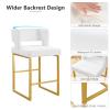 Sweiko 26 Inch Counter Height Bar Stools Set of 4 with Leather Cushion and Back Modern Bar Chairs for Kitchen Island Counter Stools with Metal Leg for Restaurant Dining Room Office, White and Gold view 3
