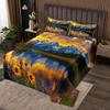 jejeloiu Mountain Lake Bedspread Twin Size Kids Sunflower Floral Coverlet Set for Boys Girls Teens Natural Scenery Quilted Coverlet Breathable Sunrise Quilted Room Decor view 1