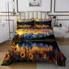 jejeloiu Mountain Lake Bedspread Twin Size Kids Sunflower Floral Coverlet Set for Boys Girls Teens Natural Scenery Quilted Coverlet Breathable Sunrise Quilted Room Decor view 2