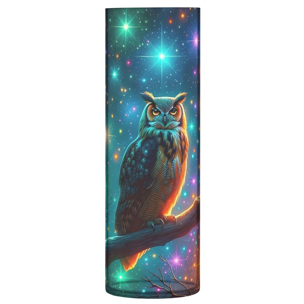 ALAZA Owl Bird Starry Vase for Flowers 3.9" W x 11.8" H Cylinder Vases for Centerpieces Home Office Decor Storage Container