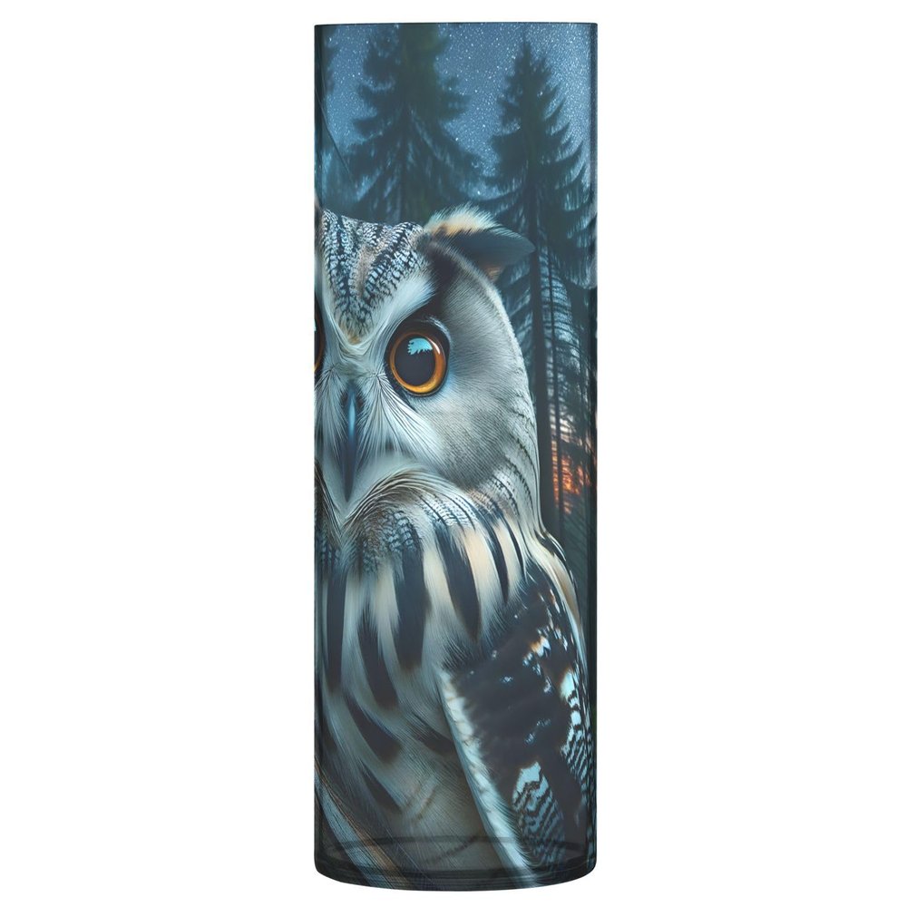 ALAZA Owl Starry Sky Landscape Vase for Flowers 3.9" W x 11.8" H Cylinder Vases for Centerpieces Home Office Decor Storage Container