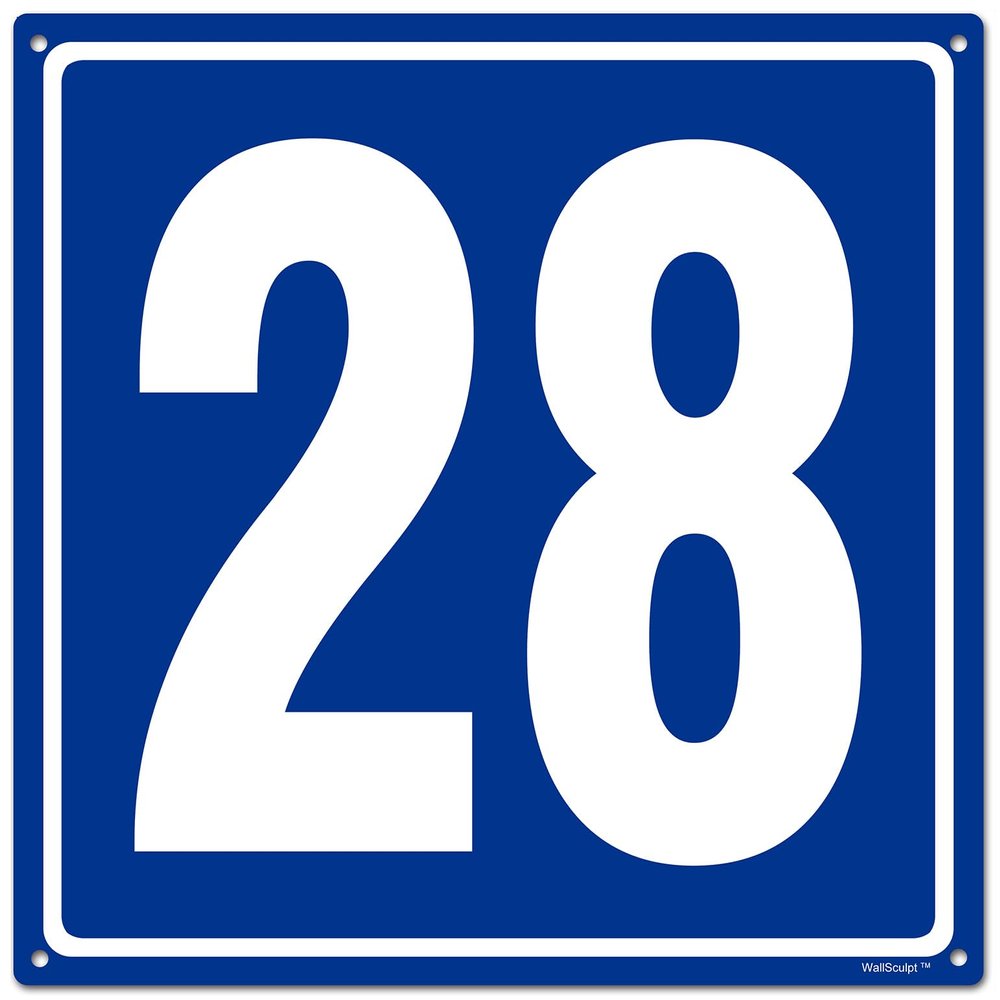 12x12" Parking Lot Number 28 Sign - High-Intensity Grade Aluminum, Weatherproof, Fade-Resistant, Curbside Number, Blue/White, Ideal for Outdoor and Indoor Use