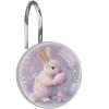 12 Pcs Glass Shower Curtain Hooks, Stainless Steel Decorative Rings for Bathroom, Rust Resistant Shower Rings for Shower Curtains Rods, Purple Background Bunny Egg view 1