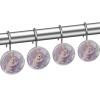 12 Pcs Glass Shower Curtain Hooks, Stainless Steel Decorative Rings for Bathroom, Rust Resistant Shower Rings for Shower Curtains Rods, Purple Background Bunny Egg view 2