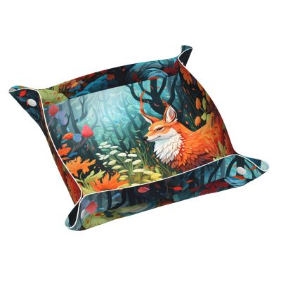 Light Fox Printed Leather Storage Tray, Suitable for Men and Women, can be Used as Bedside Storage,